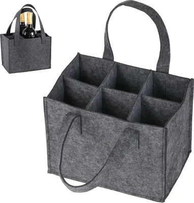 Produktbild von Flaschentr?ger 6 Flaschen, Filz Flaschentasche 6 Flaschen, M?nnerhandtasche Biertr?ger, Flaschenkorb Filztasche fš¹r Reise Picknick Weinflasche Tasche