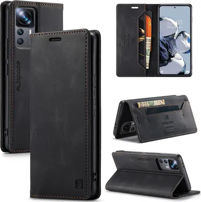 Obrázek produktu pro Xiaomi 12T Pro Pouzdro, RetroPolyuretanKožené Pouzdro, Stojánek a Ochranné Pouzdro pro Xiaomi 12T / 12T Pro černé