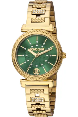 Produktbild von Roberto Cavalli RC5L025M0065 grün gold Edelstahl Damen Uhr NEU