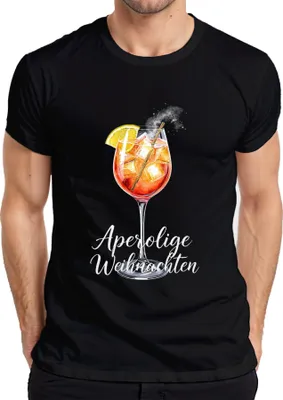 Productafbeelding van Aperol Kerst, Aperol Spritz cocktailglas, cadeau, feest, heren T-shirt, zwart, maat M