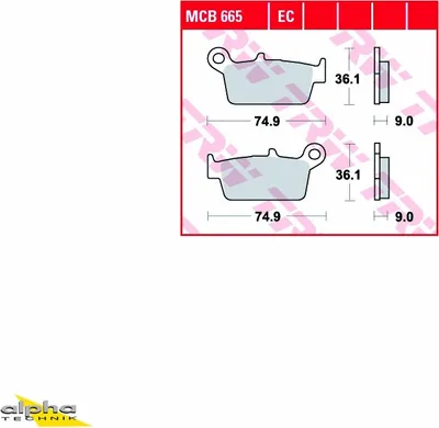 Image de TRW Bremsbelag Trw Organ. Mcb 665