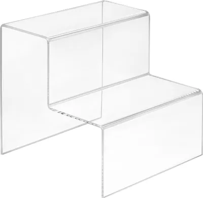 Produktbild von Dekotreppe 2-Stufig (150x150x150mm) aus glasklarem Acrylglas - Zeigis® / Stufendisplay / Präsentationstreppe / Treppendisplay / Treppenständer / Präsentations-Treppe / Warenträger / Acryl / Transparent