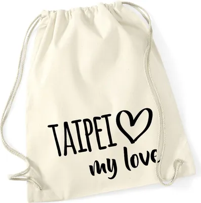 Produktbild von Huuraa Turnbeutel Taipei my love 12 Liter Natural Baumwolle Rucksack Geschenkidee