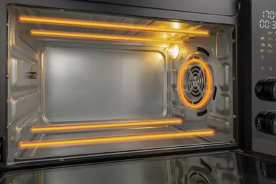 Produktbild von Hisense Mini-Backofen HOM30AF, 30 Liter, 1800 W, Umluftfunktion, digitales Bedienfeld, Schwarz