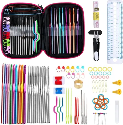 Imagen del producto de Juego de agujas de ganchillo, de 2 piezas, diseño ergonómico, de plástico, para trabajos de manualidades