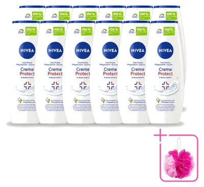 Imagen del producto de 12 unidades de gel de ducha NIVEA Crème Protect & Dexpantenol - 250 ml - Paquete ahorro - 12 piezas