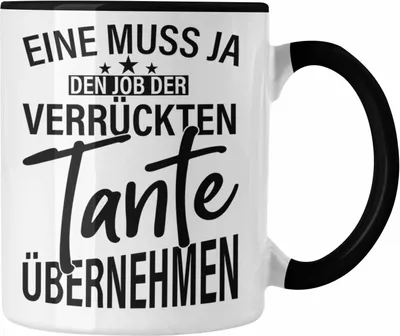 Produktbild von Trendation - Verrückte Tante Tasse Geschenk Lustig Geschenkidee Geburtstag Weihnachten Beste Tante Geschenkidee (Schwarz)