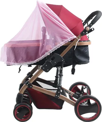 Produktbild von Kinderwagen-Insektennetz, universell, weich, bequem, atmungsaktiv, verdickt, vollständig abgedeckt, Rosa
