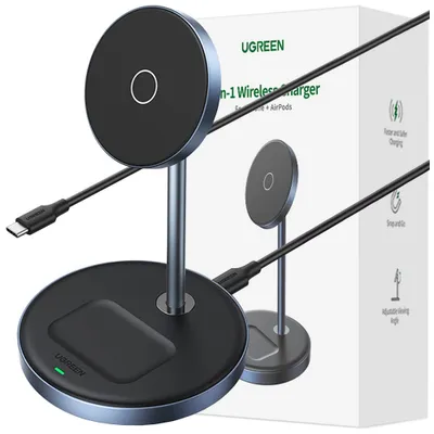 Produktbild von Ugreen Ladestation 2In1 Cd317 Magsafe / Qi - Schwarz
