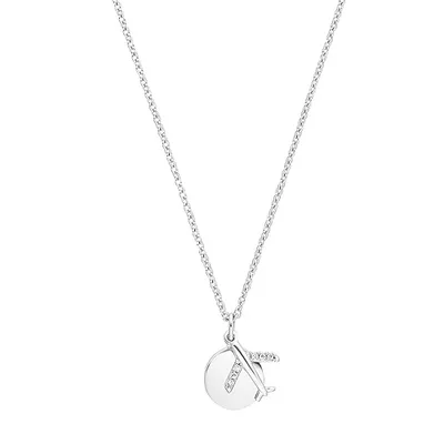 Produktbild von s.Oliver 2032804 Damen Collier Flugzeug Silber Weiß 45 cm