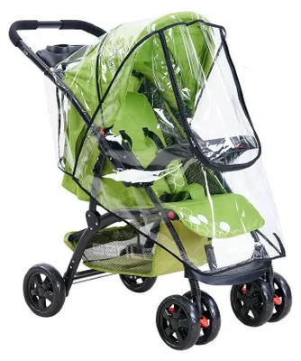 Produktbild von Regenschutz für Kinderwagen/Buggy - Universal - Wasserdicht, aus PEVA - Transparent - Vorderfenster mit Reißverschluss