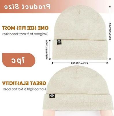 Produktbild von Weiche beige Wollmütze Herren Damen rekbare Meerkleurig L