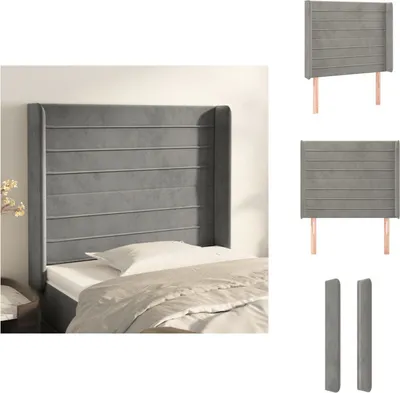 Produktbild von vidaXL Kopfteil mit Ohren Hellgrau 83x16x118/128 cm Samt -  Kopf- & Fußenden