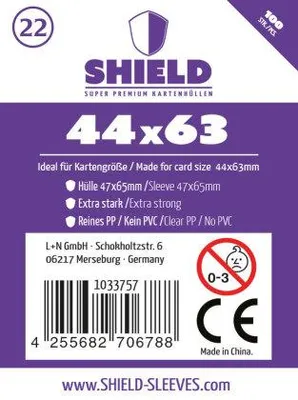 Produktbild von Shield 22 - 100 Super Premium Kartenhüllen für Kartengröße 44x63 mm