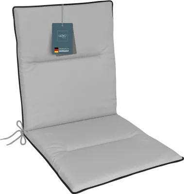 Produktbild von LILENO HOME Gartenstuhl Auflagen als [1er Set - Niedriglehner] in Silber + Keder Anthrazit - bequeme Liegen als Sitzauflagen für Gartenmöbel - Stuhlkissen für Gartenstühle und Klappstühle
