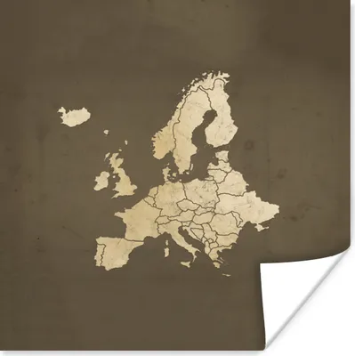 Produktbild von MuchoWow® Poster Karten - Europa - Jahrgang - Grenzen 30x30 cm - Wandposter - Printing