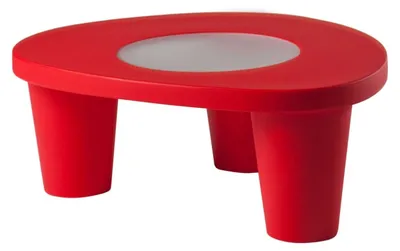 Produktbild von Moderner Gartentisch aus Polyethylen mit Glasplatte Slide Low Lita Table - Rot