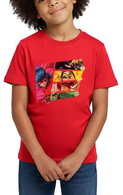 Produktbild von Spreadshirt Miraculous Superhelden Kinder T-Shirt, 122/128 (7-8 Jahre), Rot