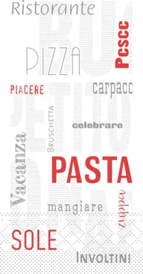 Produktbild von Tissue Serviette Pasta, 40 x 40 cm, 1/8 Falz, 125 Stück - Mank