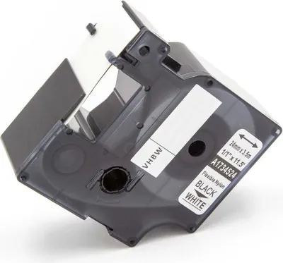 Produktbild von vhbw Schriftband-Kassette Ersatz für Dymo 1734524 für Etiketten-Drucker 3,5m x 24mm Schwarz auf Weiß, Nylon