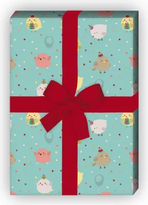 Produktbild von Lustiges Geburtstags Geschenkpapier mit Party Vögeln, hellblau - G7700, 32 x 48cm
