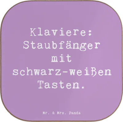 Produktbild von Mr. & Mrs. Panda Untersetzer für Gläser Spruch Klavier Staubfänger - Lavendeltraum - Geschenk, Musical, Musikliebe, Tasteninstrument, Musiker, Musik, Tischuntersetzer