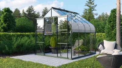 Produktbild von Vitavia Gewächshaus "Dione 6700" inkl. Stahlfundamentrahmen smaragd grün 6,7 m² 3 mm ESG