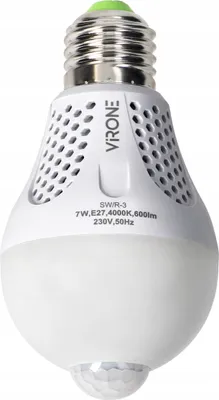 Zdjęcie produktu dla VIRONE | Lampa LED E27 - 7W - Neutralna biel 4000K - Z czujnikiem ruchu - Energooszczędna i trwała