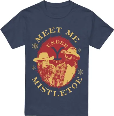 Produktbild von Yellowstone - "Meet Me Under The Mistletoe" T-Shirt für Herren/Damen Uni - weihnachtliches Design TV17462 (S) (Marineblau)
