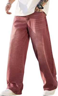 Produktbild von Zewool Herren Baggy Jeans Lose Weites Bein Rot M