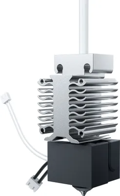 A 3D printer hotend assembly is shown against a white background.
