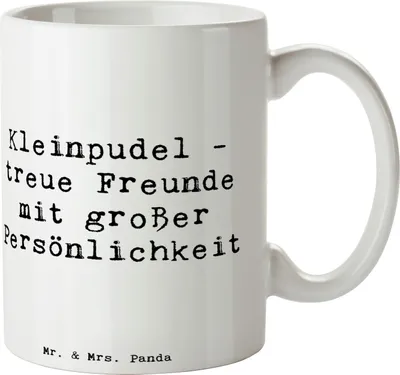 Produktbild von Mr. & Mrs. Panda Teetasse Spruch Kleinpudel Freunde - Weiß - Geschenk, treuer Begleiter, liebevolles Wesen, Sozialverhalten, Pflegebedarf, Geschenktasse, Tasse, Becher