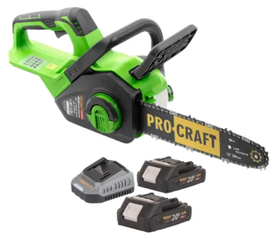 Zdjęcie produktu dla Akumulatorowa pilarka łańcuchowa Procraft PKA38 20 V 304 mm bezszczotkowa + 2x akumulator 2,0 Ah + ładowarka
