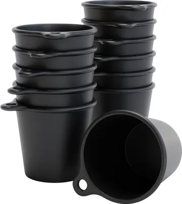 Produktbild von SoPro 12x Schnapsbecher Plastik 4 cl wiederverwendbar - Shotgläser 40 Milliliter schwarz - Mehrweg Schnapsglas zum Umhängen