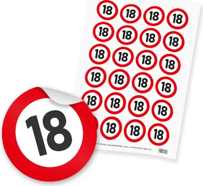 Produktbild von itenga 24x Sticker "18" Verkehrsschild (Motiv 103)
