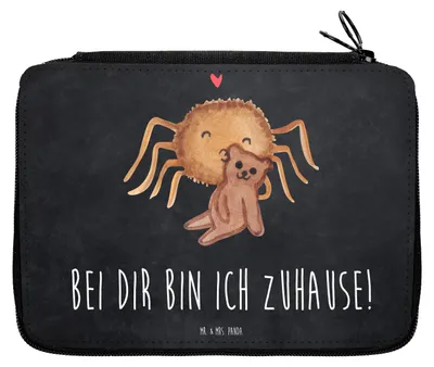 Produktbild von Mr. & Mrs. Panda Mäppchen Spinne Agathe Teddy - Kreidetafel - Geschenk, Federtasche, Liebesbeweis, Miteinander, Schlampermäppchen, Verliebt, Freundschaft, Federmappe