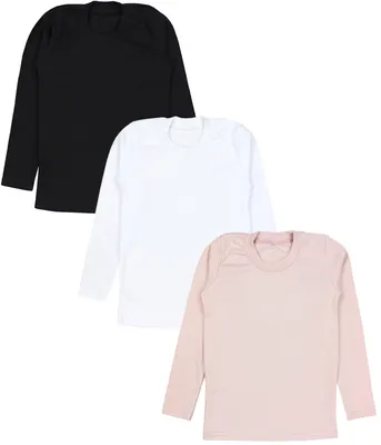 Produktbild von TupTam Mädchen Langarmshirt 3er Pack Langarm Unterhemden Basic Unterwäsche Shirts Unterhemd , Farbe: 3er Pack Schwarz / Weiß / Pudderrosa, Größe: 104