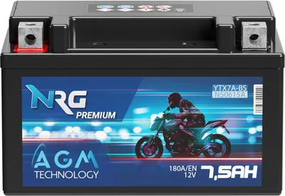 Produktbild von NRG PREMIUM AGM Motorradbatterie 12V 7,5Ah YTX7A-BS – wartungsfrei & leistungsstark