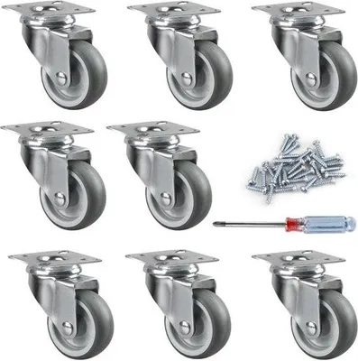 Image de Roulettes de transport 50 mm, lot de 8, roulettes pour meubles, plastique, 50 kg, petites roulettes de transport, meubles sur palettes, tiroirs