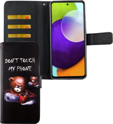 Produktbild von Samsung Galaxy A72 5G Tasche Handy Hülle Schutz-Cover Flip-Case mit Kartenfach Don't touch my phone
