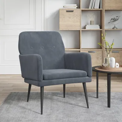 Produktbild von Dunkelgrauer Sessel aus Samt, 62 x 79 x 79 cm