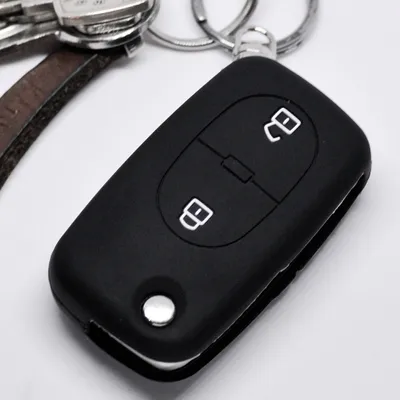 Produktbild von Auto Schlüssel Silikon Schutz Hülle Schwarz kompatibel mit Audi A2 A3 A4 A6 S4 TT S6 bis 2007 2 Tasten Klappschlüssel