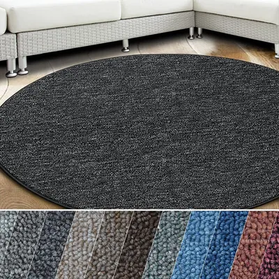 Produktbild von Teppich London pflegeleichter Flacher Schlingenflor Anthrazit 77 Rund 200 cm Durchmesser