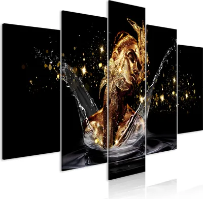 Produktbild von Leinwandbilder 200x100 cm h-C-0205-b-m Vlies Leinwandbild 5 tlg Kunstdruck modern Wandbilder XXL Wanddekoration Design Wand Bild FRAU GOLD