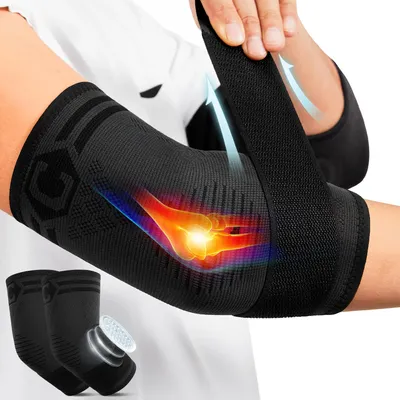 Produktbild von CAMBIVO 2 Pack Ellenbogenbandage mit Riemen & Gel-Polster, Tennisarm Bandage Herren Damen für Tendinitis, Arthritis, Bandage Ellenbogen für Gewichtheb