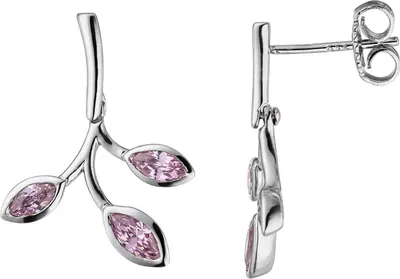 Produktbild von JOBO Ohrhänger 925 Sterling Silber 6 Zirkonia rosa Ohrringe Ohrstecker Silberohrringe