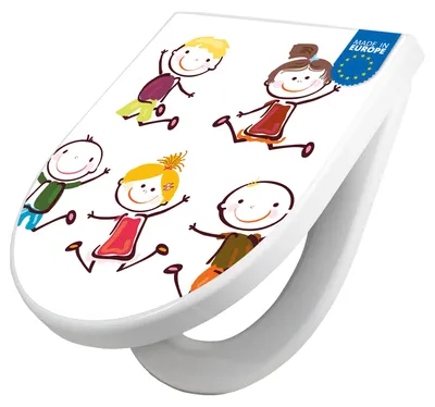 Produktbild von WC Sitz mit Absenkautomatik D Form Motiv Happy Kids [TDW3 10250]