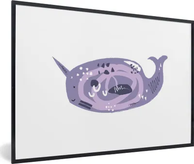 Produktbild von MuchoWow® MuchoWow® Gerahmtes Poster Fische - Tiere - Lila - Aquarell 30x20 cm - Poster mit zchwarzem Bilderrahmen - Kunstdruck - Bild-Poster