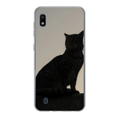 Produktbild von MuchoWow® Handyhülle Schutzhülle Hülle für Samsung Galaxy A10 Katze - Dunkelheit - Zaun Silikon Softcase Handy Hülle - Schutzhülle