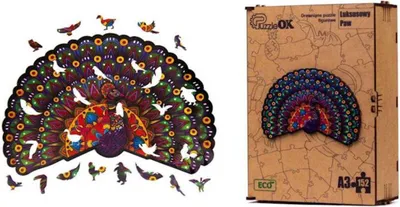 Obrázok produktu pre Promo Drevené Puzzle Luxusný Páv Puza3-00734